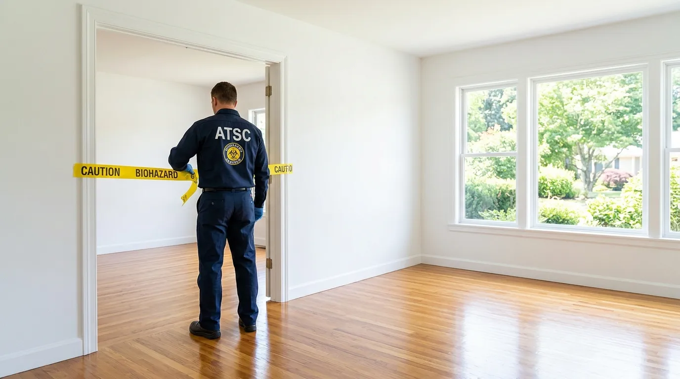 Certified biohazard cleanup crew performing Decomposition Cleanup in Forest Hills